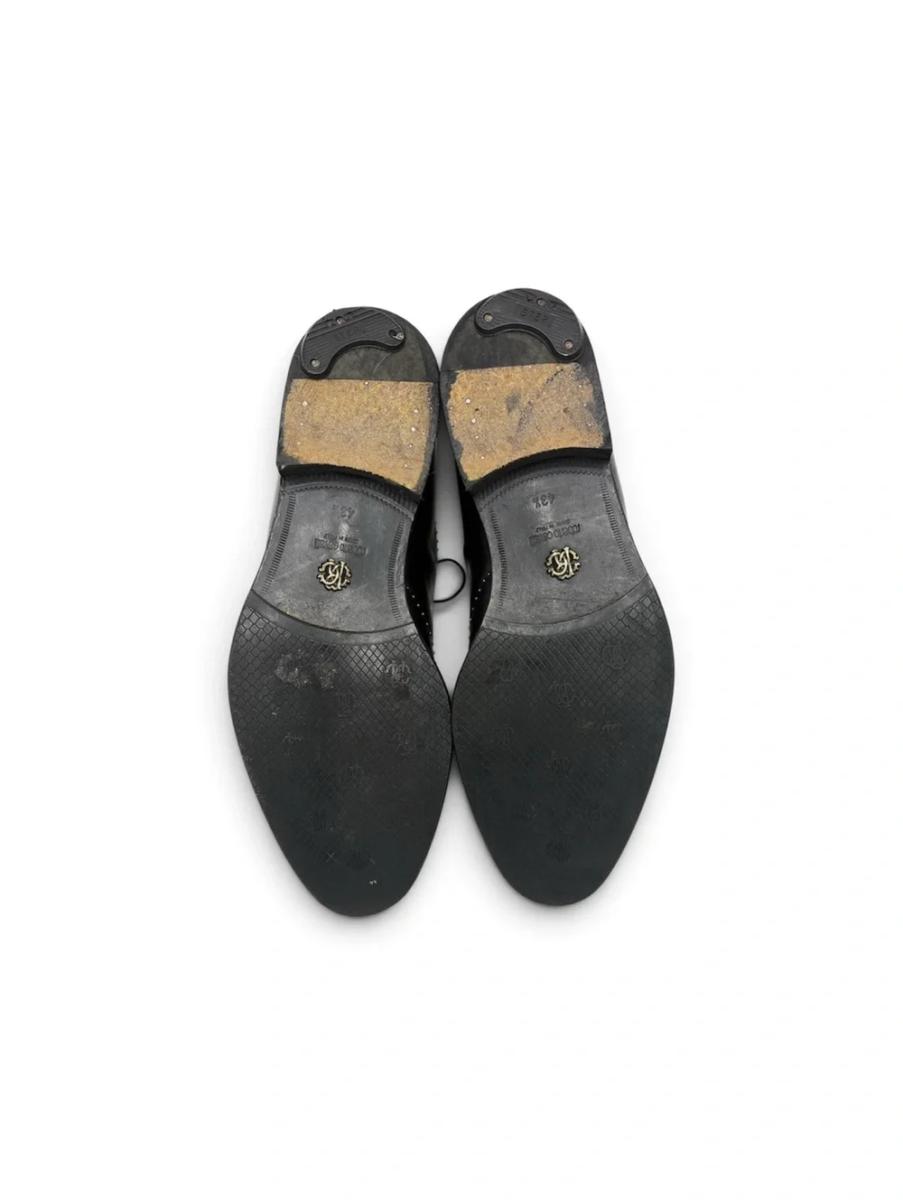 Roberto Cavalli Men's Studded Leather Wingtip Oxfords Black - Size 43.5 / 10.5